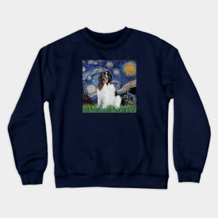 Starry Night Adapted to Include a Newfoundland Landseer Crewneck Sweatshirt